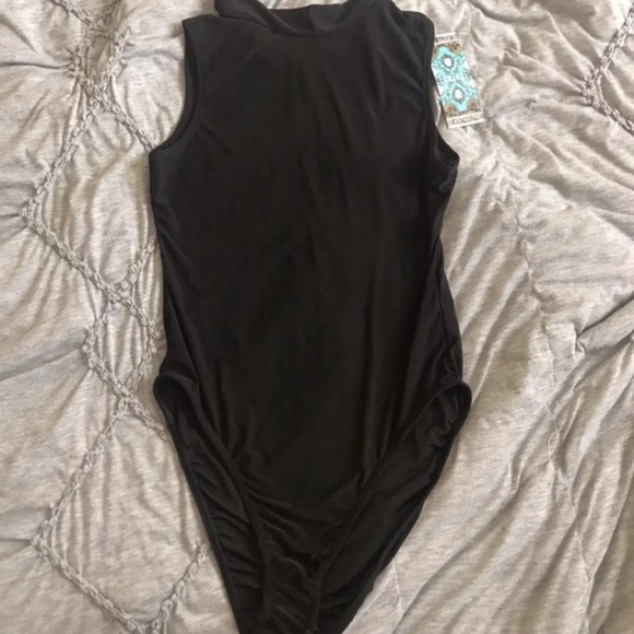 Boohoo Tops - NWT Black Sheer Highneck Sleeveless Bodysuit